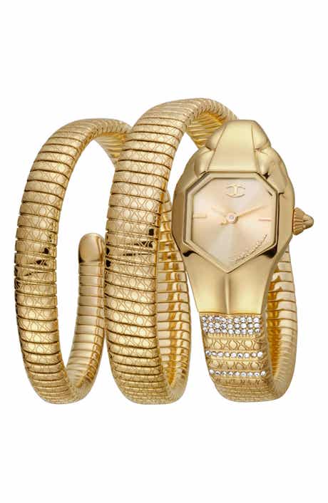 Glam Snake Wraparound Bracelet Watch, 22mm