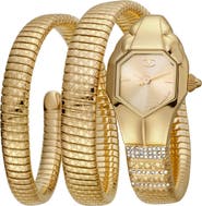 Just Cavalli Glam Snake Wraparound Bracelet Watch, 22mm