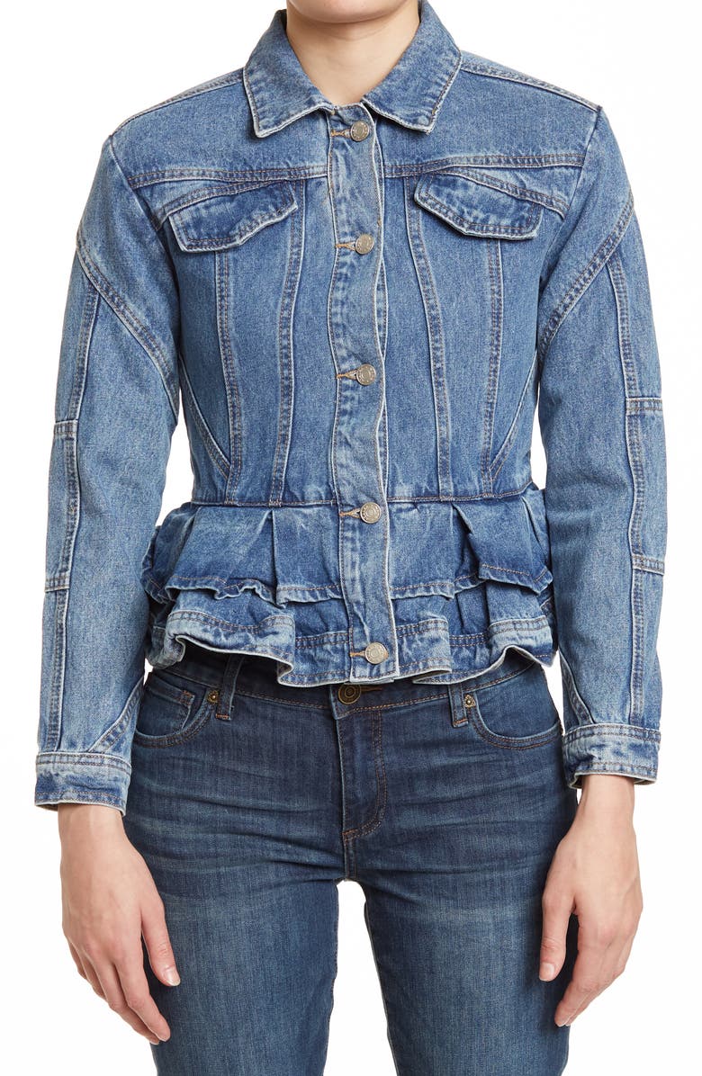 AZALEA WANG Peplum Denim Jacket | Nordstromrack