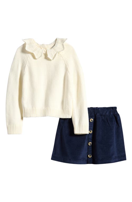 SAMMY + NAT Ruffle Collar Sweater & Skirt Set in Egret 