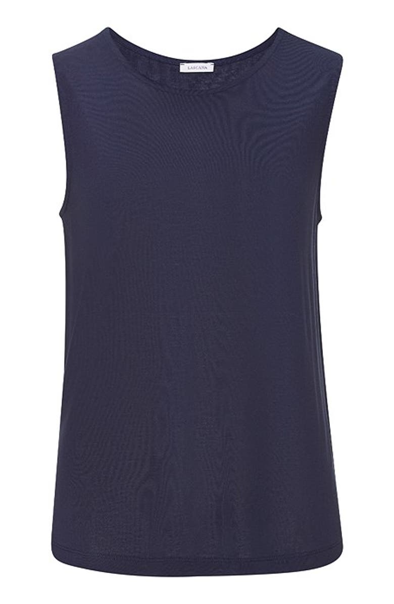 LASCANA Women's Crew Neck Tank Top, Alternate, color, Navy