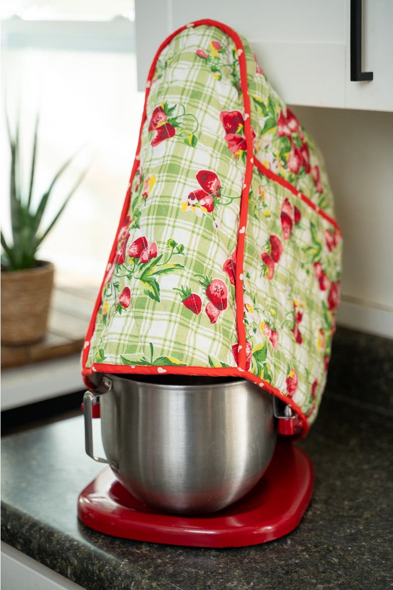 Strawberry Gingham Stand Mixer Cozy, Alternate, color, Green