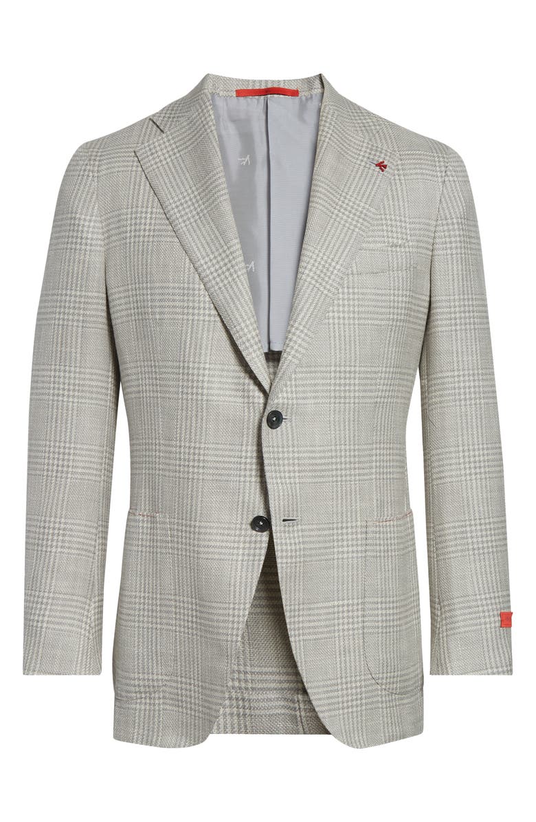 ISAIA Marechiaro Glen Plaid Wool Blend Hopsack Sport Coat, Alternate, color, Light Grey 910