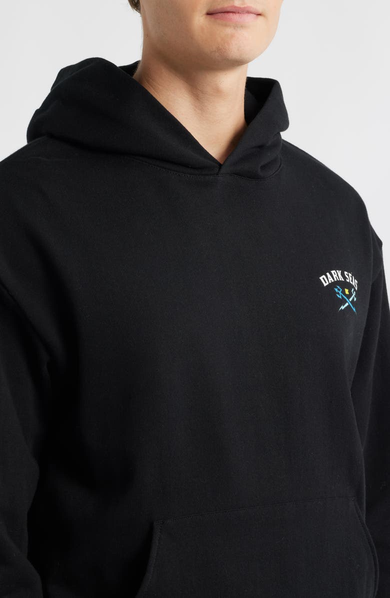 DARK SEAS Sailor's Sun Oversize Cotton Blend Hoodie, Alternate, color, Black