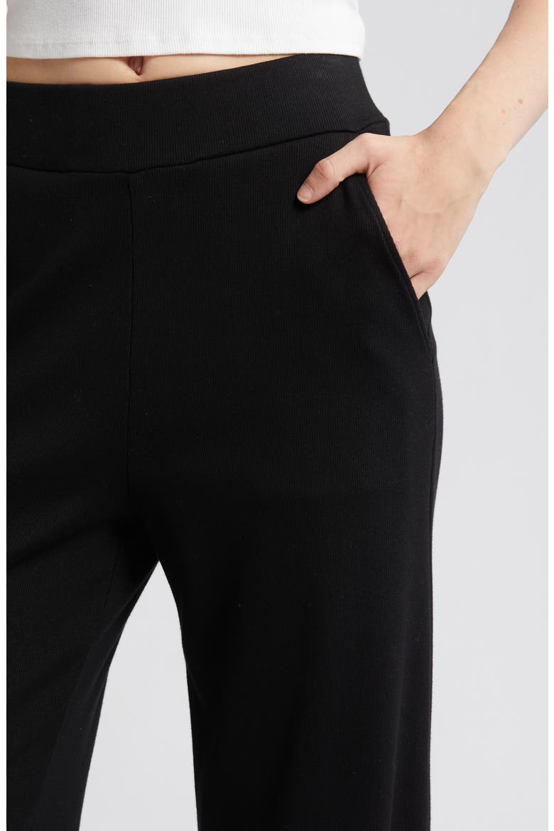 Sourie Stretch Cotton Wide Leg Pants, Alternate, color, TRUE BLACK
