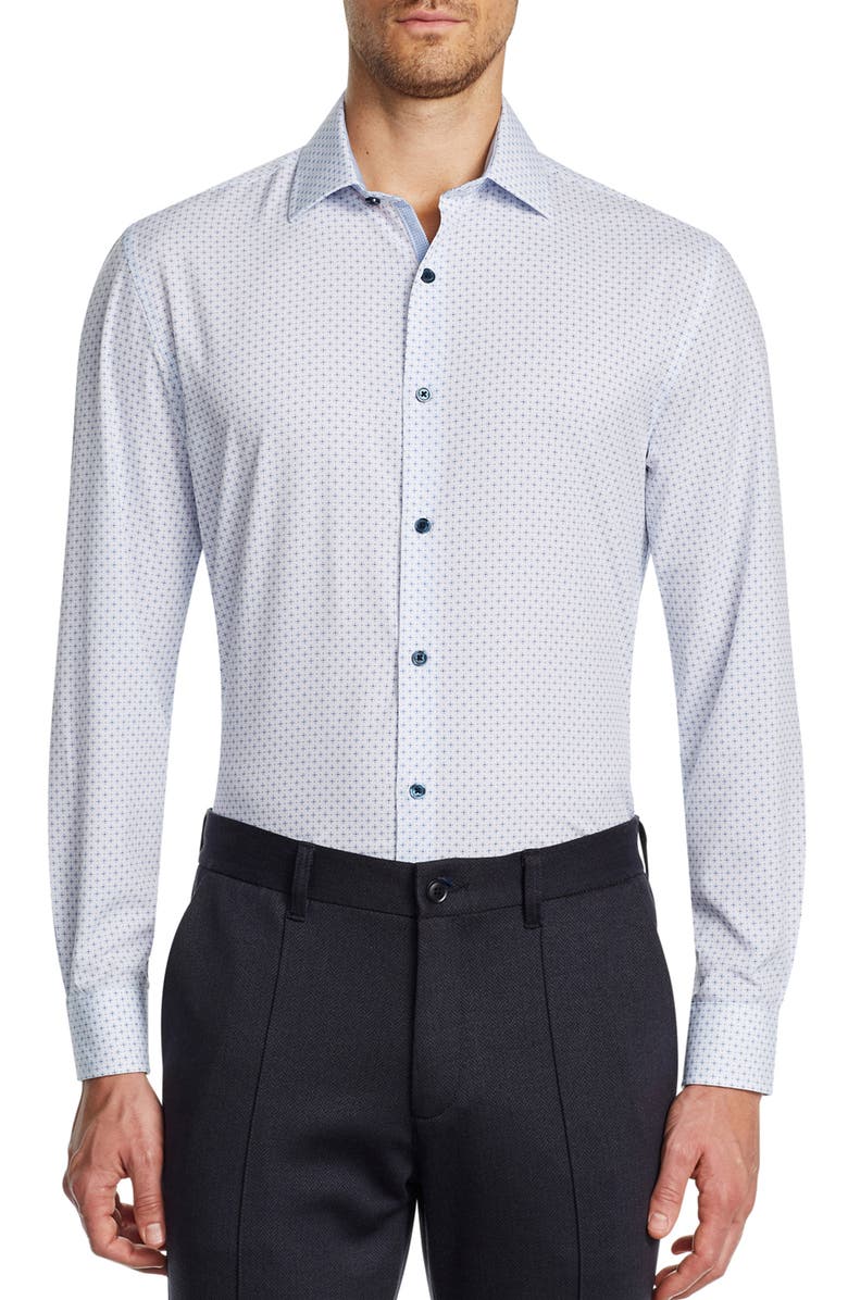 W.R.K Trim Fit Performance Stretch Print Dress Shirt, Main, color, 