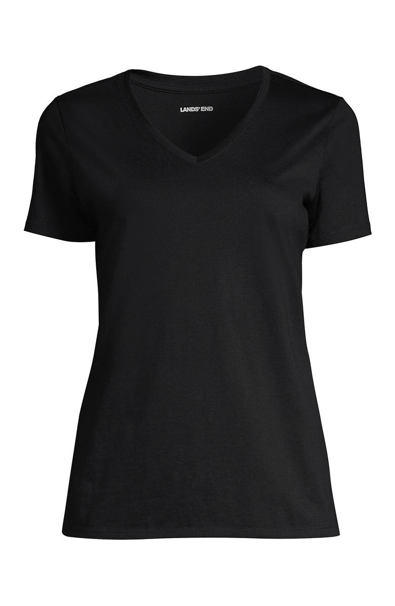 Lands
 End Supima Cotton V-Neck T-Shirt, Alternate, color, Black