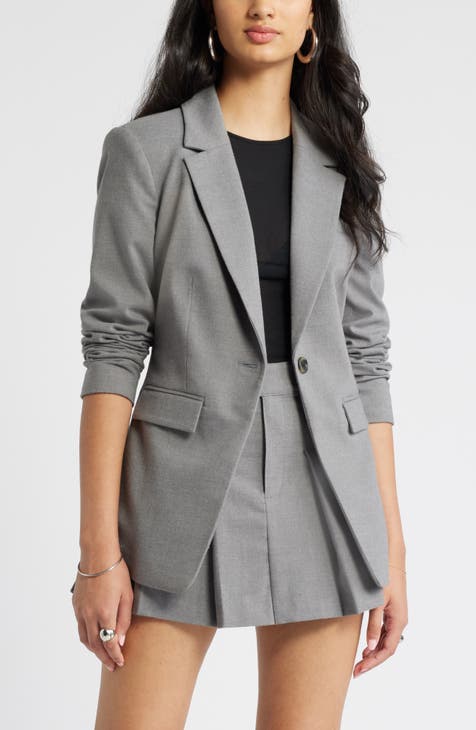 Grey blazer coat womens best sale