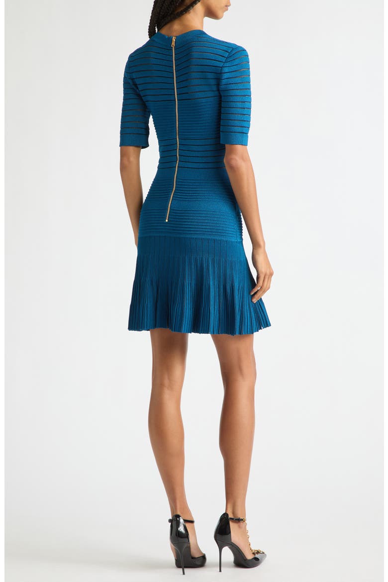 Stripe Ottoman Stitch Flounce Sweater Dress, Alternate, color, 6BR NIGHT BLUE