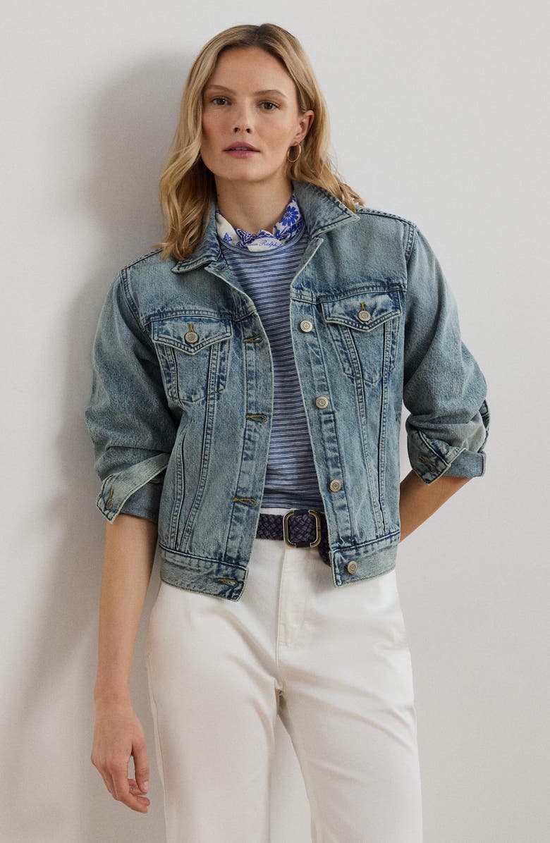 Lauren Ralph Lauren Denim Trucker Jacket, Alternate, color, 
