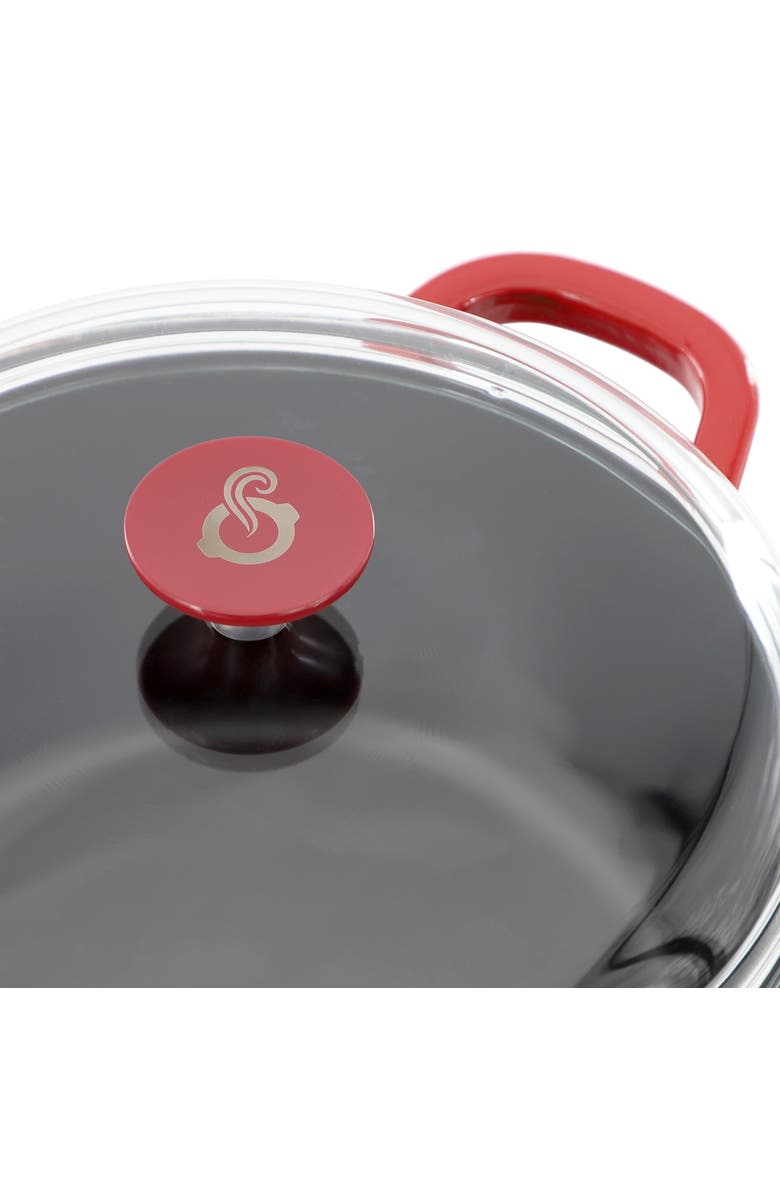 CROCK POT 7 Quart Enameled Cast Iron Dutch Oven with Borosilcate Lid, Alternate, color, Red