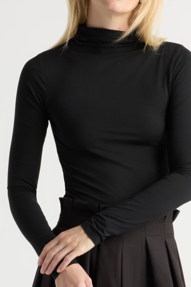 Ava Mock-neck Long-sleeve Tee, Alternate, color, Black