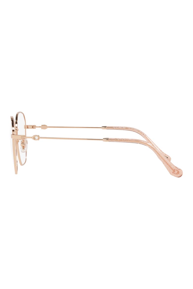 53mm Round Optical Glasses, Alternate, color, SHINY ROSE GOLD / DEMO LENS