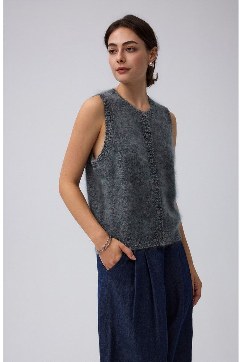 Brushed Wool-Blend Vest, Main, color, Forest Multi
