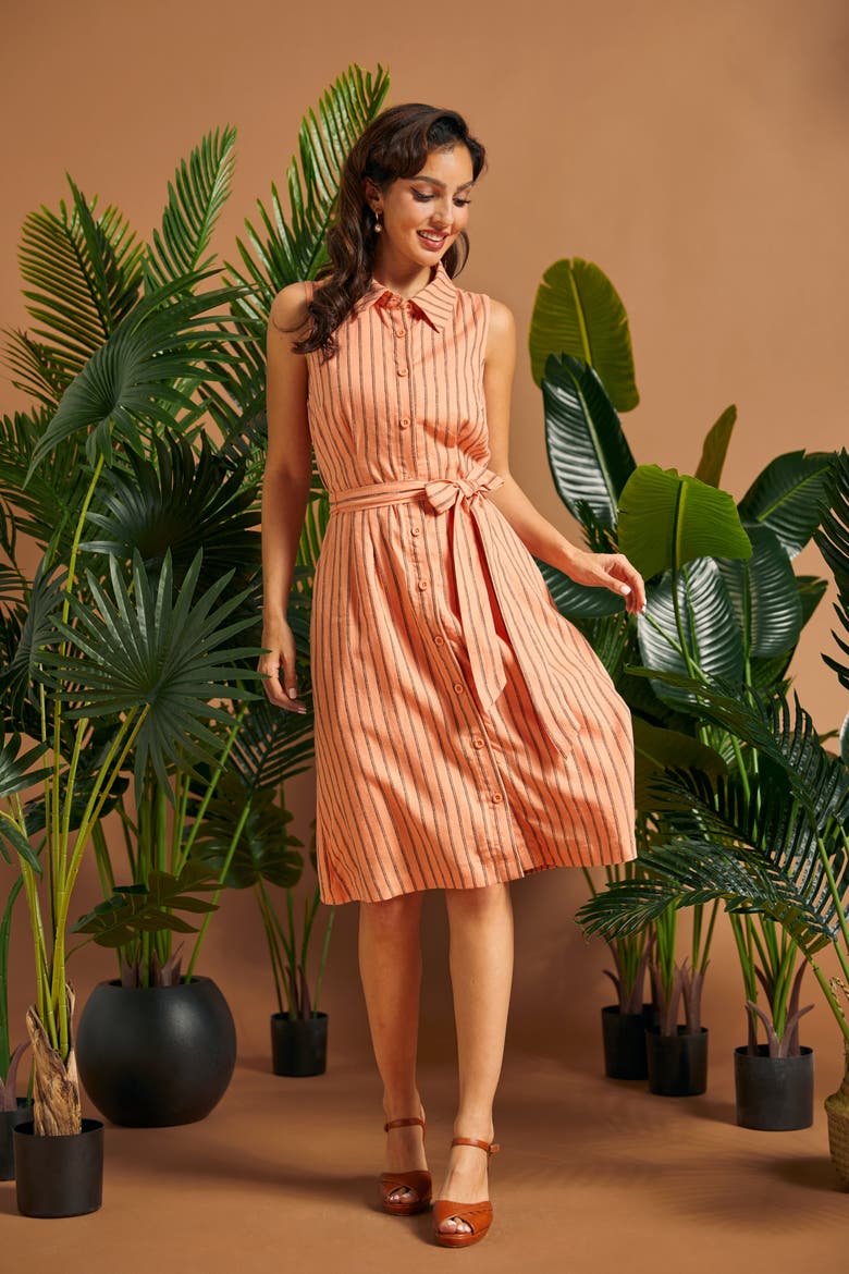 Can't Slow My Roll Shirt Dress, Alternate, color, Pinstripe Peach