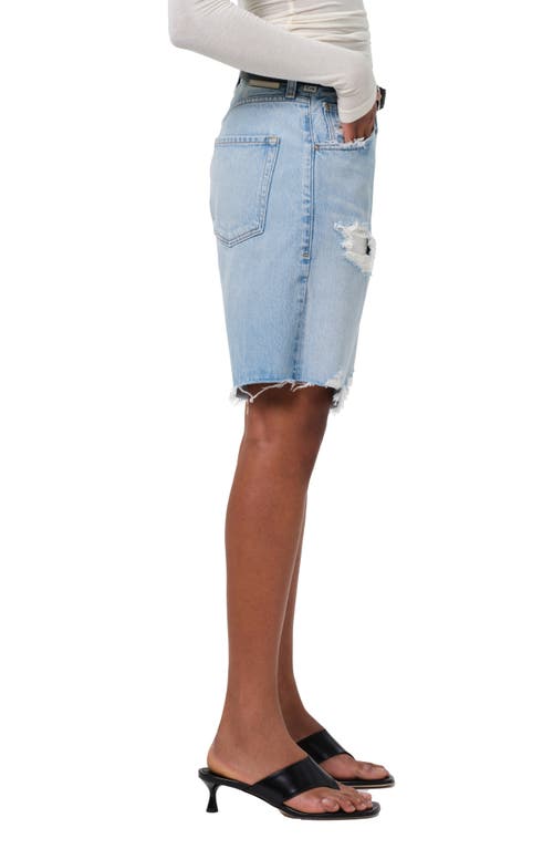 Citizen Of Humanity Citizens Of Humanity Ayla Frayed Baggy Long Denim Shorts In Pagoda
