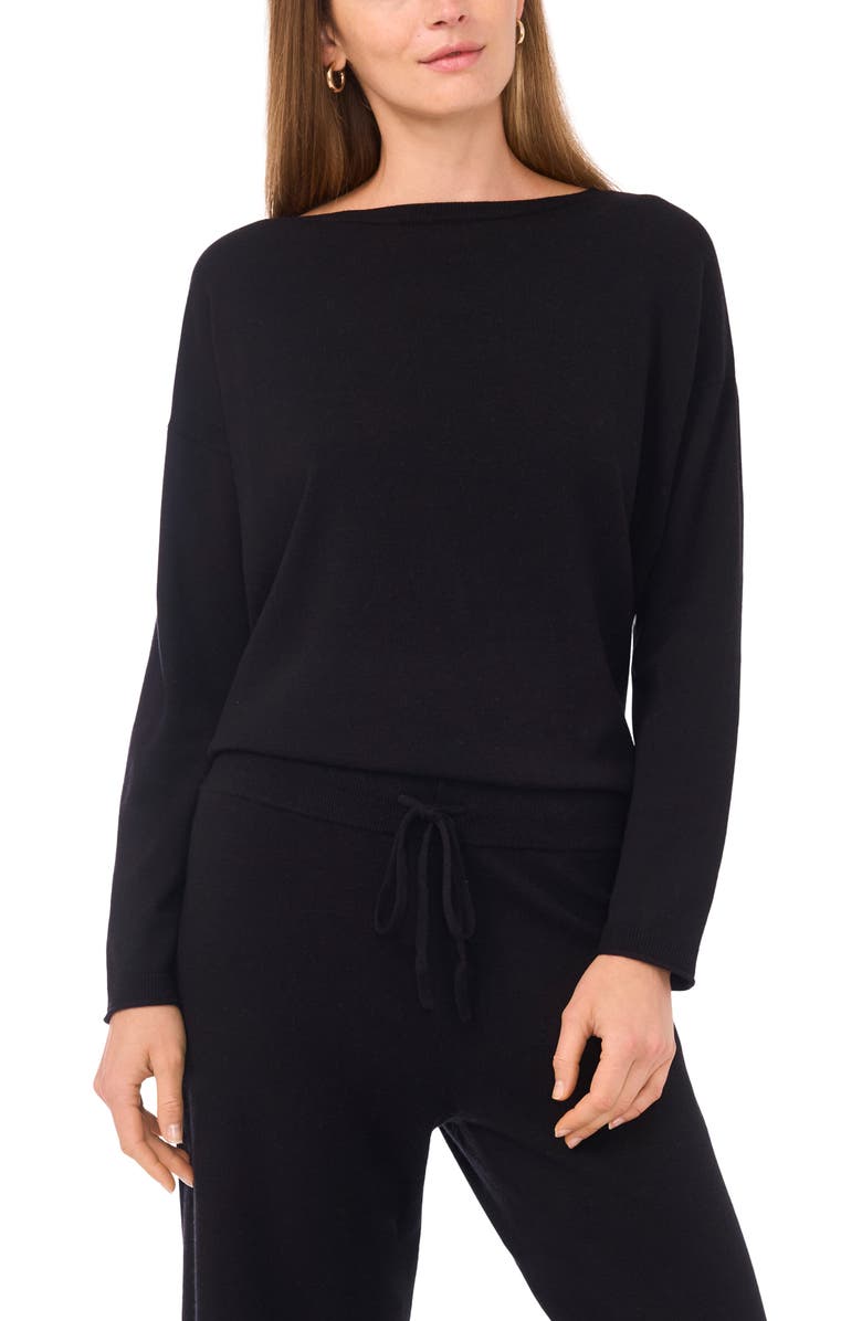 Vince Camuto Boatneck Sweater, Alternate, color, Rich Black