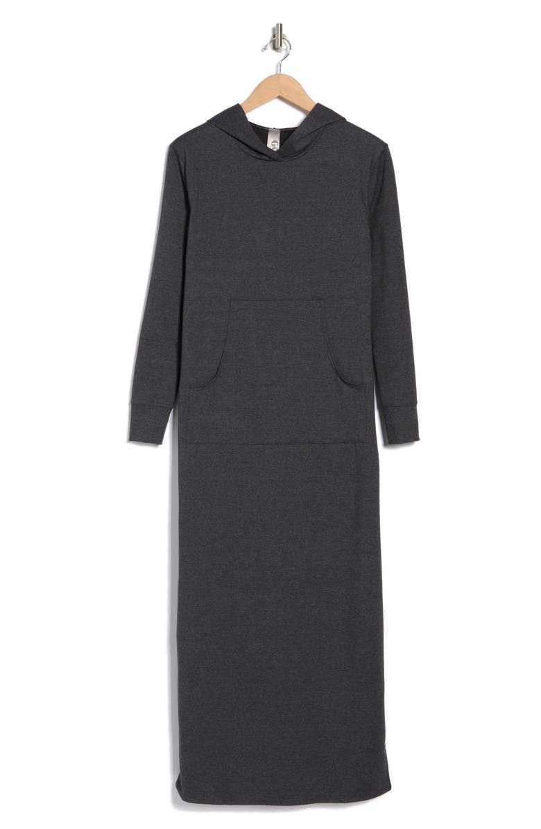 GO COUTURE Hooded Maxi Dress, Alternate, color, Charcoal French Terry