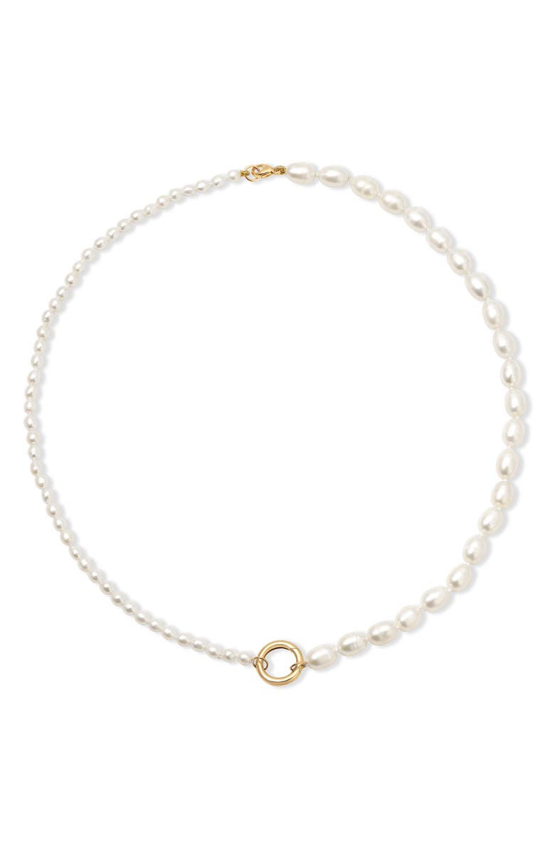 Adina Reyter Half-Half Freshwater Pearl Necklace, Alternate, color, 14K Yellow Gold