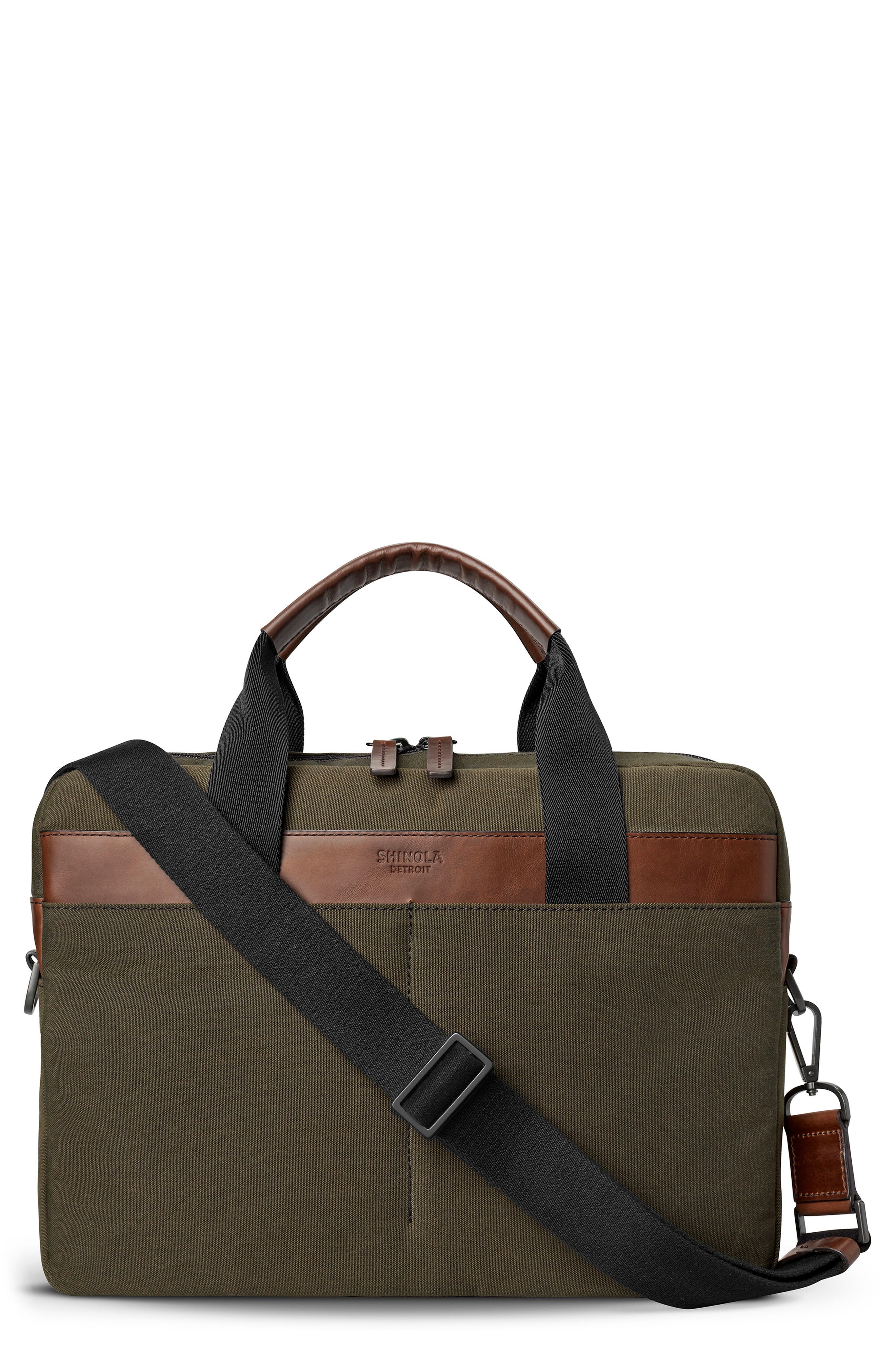 Mack Waxed Canvas Briefcase, Main, color, MOSS
