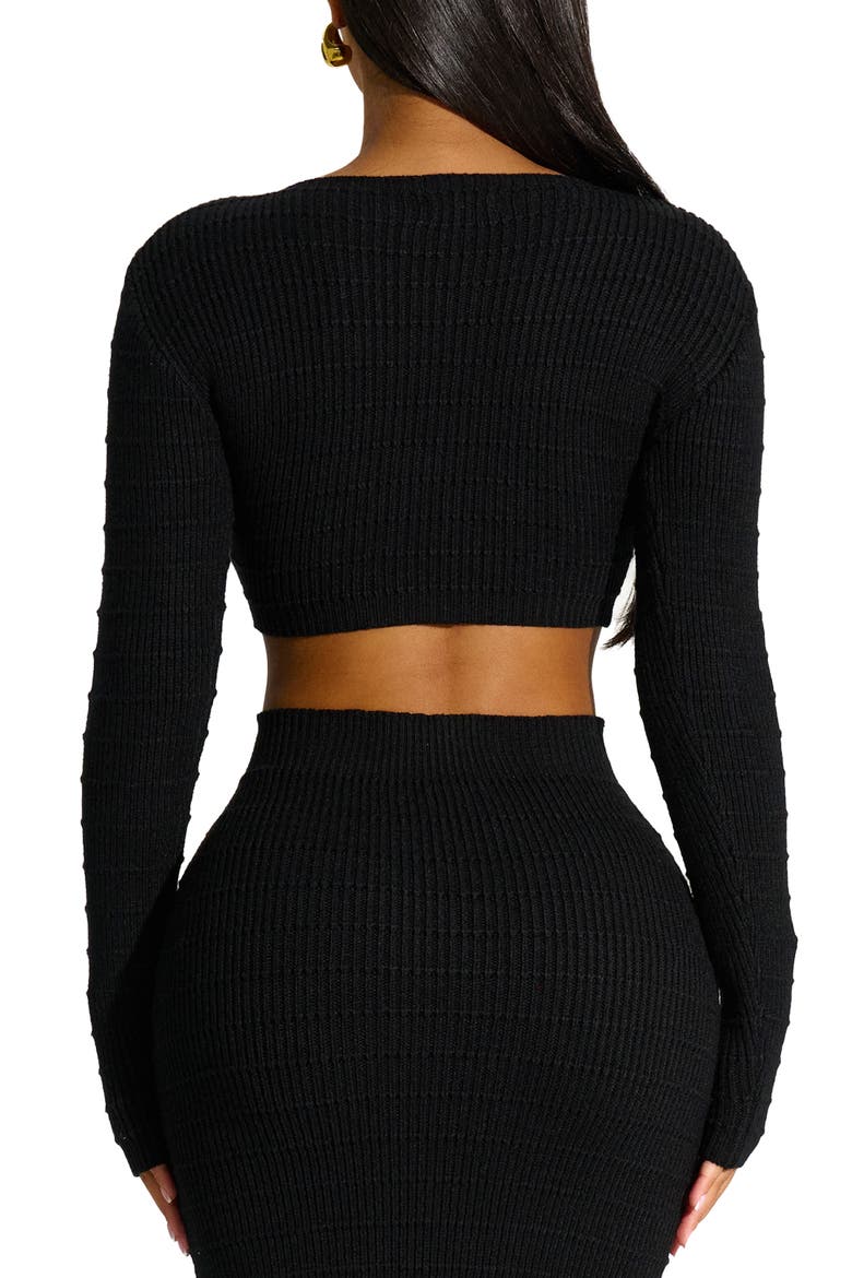 Stripe Knit Crop Top, Alternate, color, BLACK