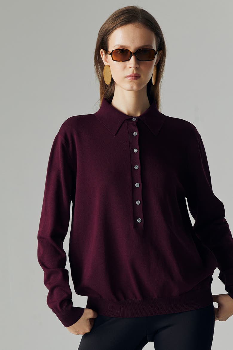 Nara Knit Top, Alternate, color, Maroon