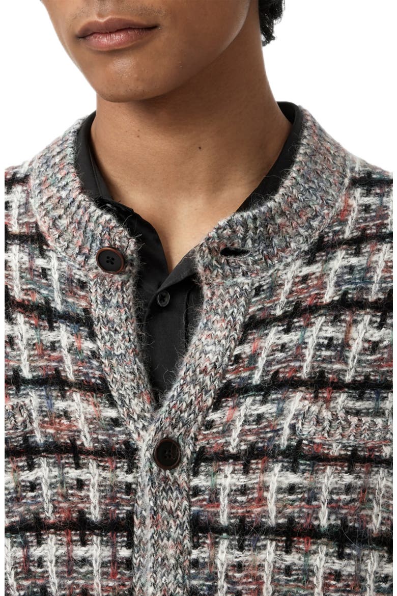 Geometric Pattern Wool & Cashmere Cardigan, Alternate, color, SMOKED PEARL GREY