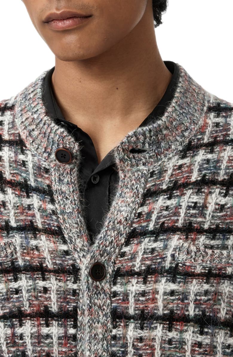John Varvatos Geometric Pattern Wool & Cashmere Cardigan, Alternate, color, Smoked Pearl Grey