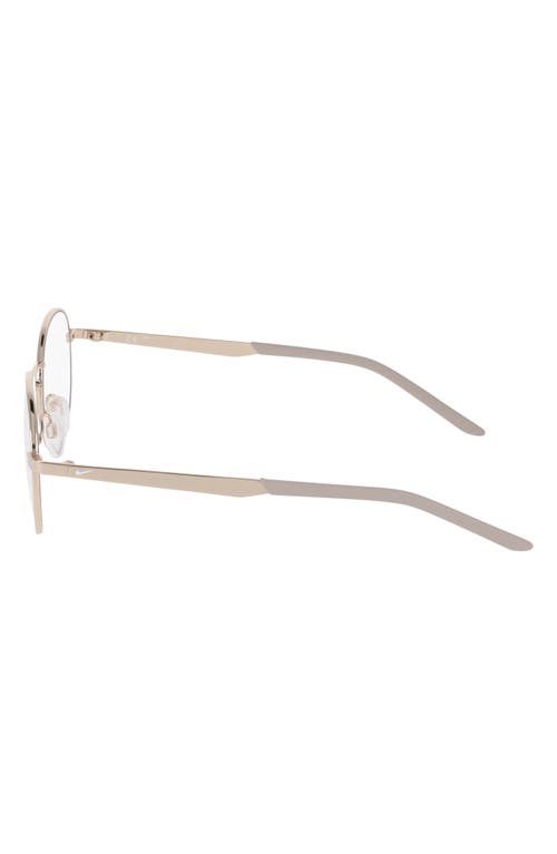 Nike Traveler Drift 51mm Round Blue Light Blocking Reading Glasses In Gold