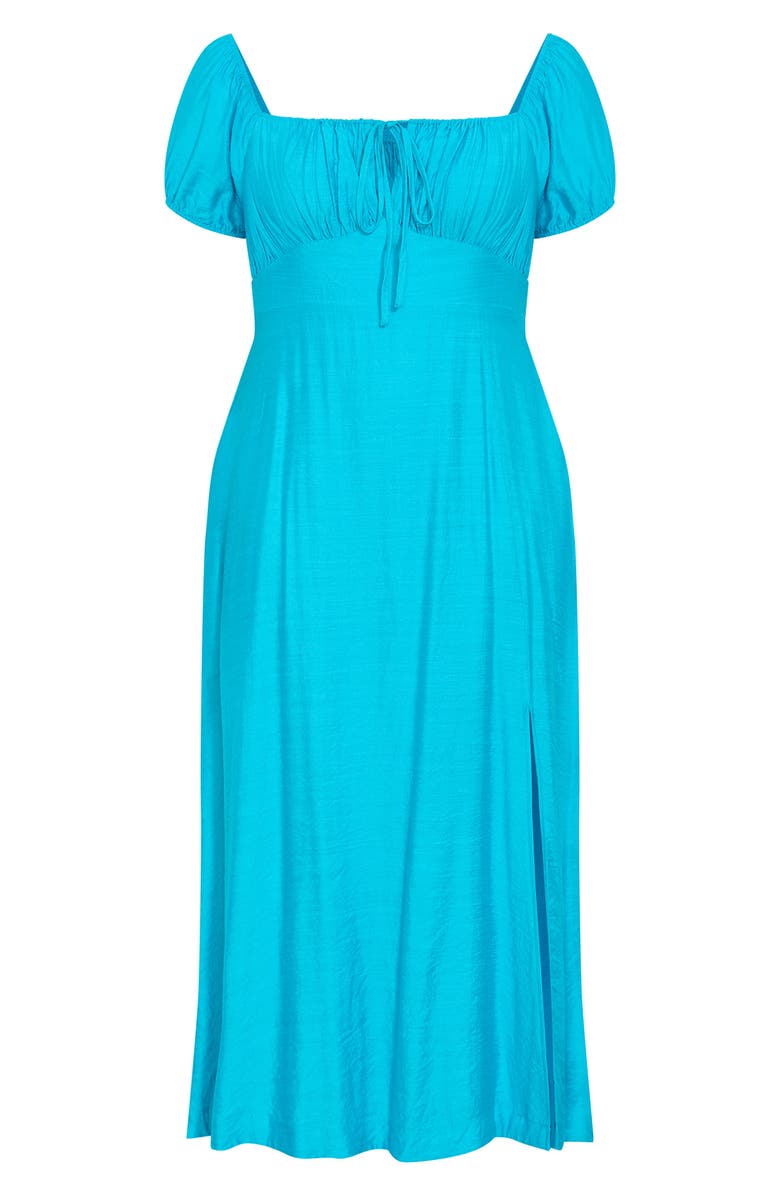 City Chic Abbigail Midi Peasant Dress, Alternate, color, Azure