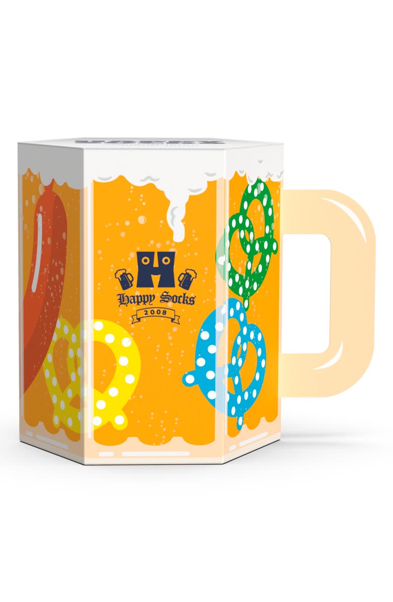 Happy Socks Assorted 3-Pack Beer Glass Cotton Blend Socks Gift Box, Alternate, color, Navy