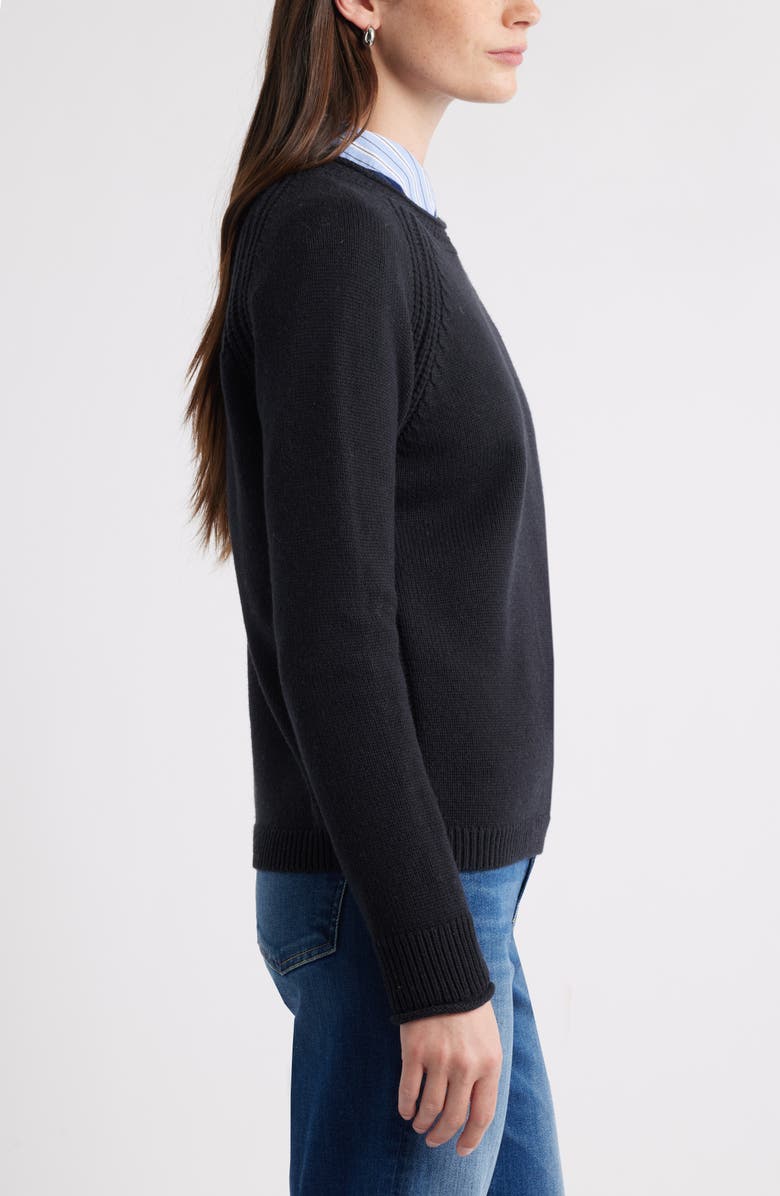 Caslon<sup>®</sup> Raglan Sleeve Roll Neck Wool & Cotton Sweater, Alternate, color, Black