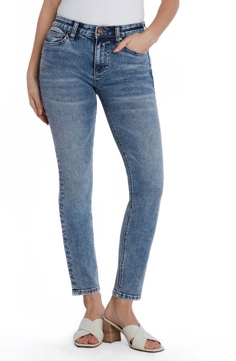 HINT OF BLU Mid Rise Skinny Jeans, Main, color, Veragated Blue