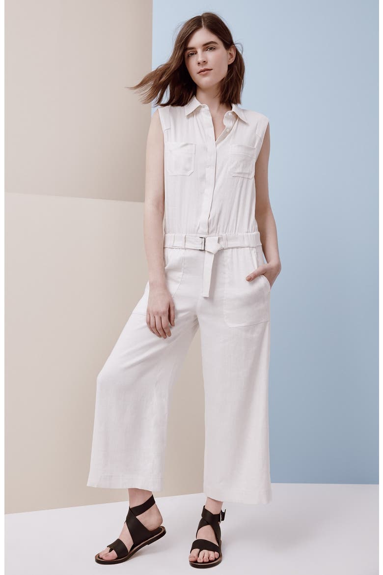 Sleeveless Linen Blend Jumpsuit, Alternate, color, LARACHE