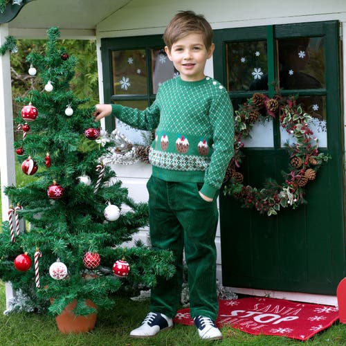 Rachel Riley Christmas Pudding Sweater In Green