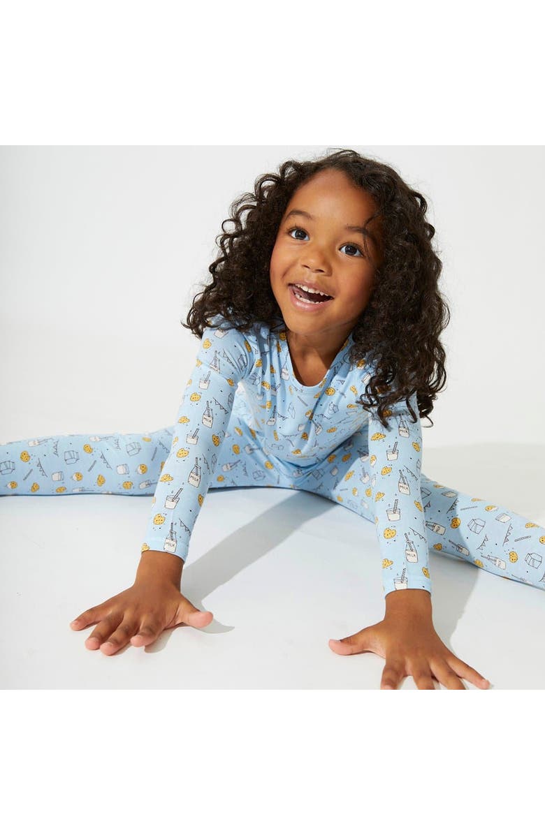 Bellabu Bear Kids' Blue Milk & Cookies Set of 2 Piece Pajamas, Alternate, color, Blue Milk & Cookies