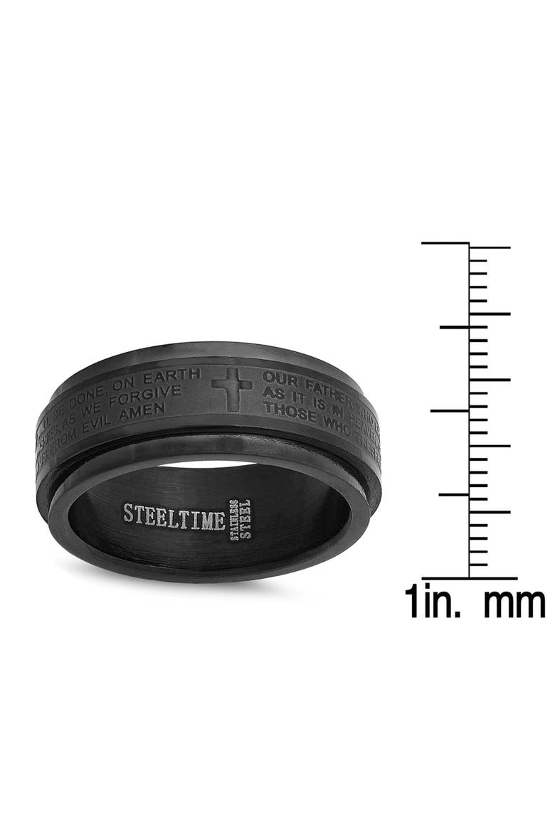 Men's Lord's Prayer Stainless Steel Spinner Ring, Alternate, color, BLACK