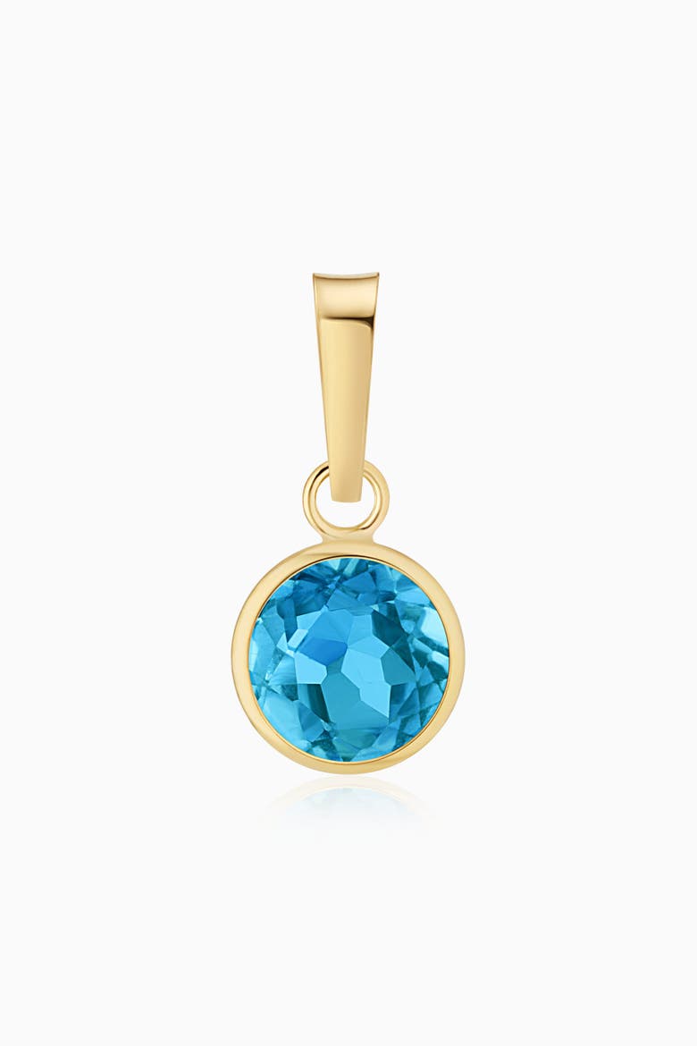 14K Yellow Gold Vivid Round Pendant Charm, Main, color, Yellow Gold, Blue Topaz