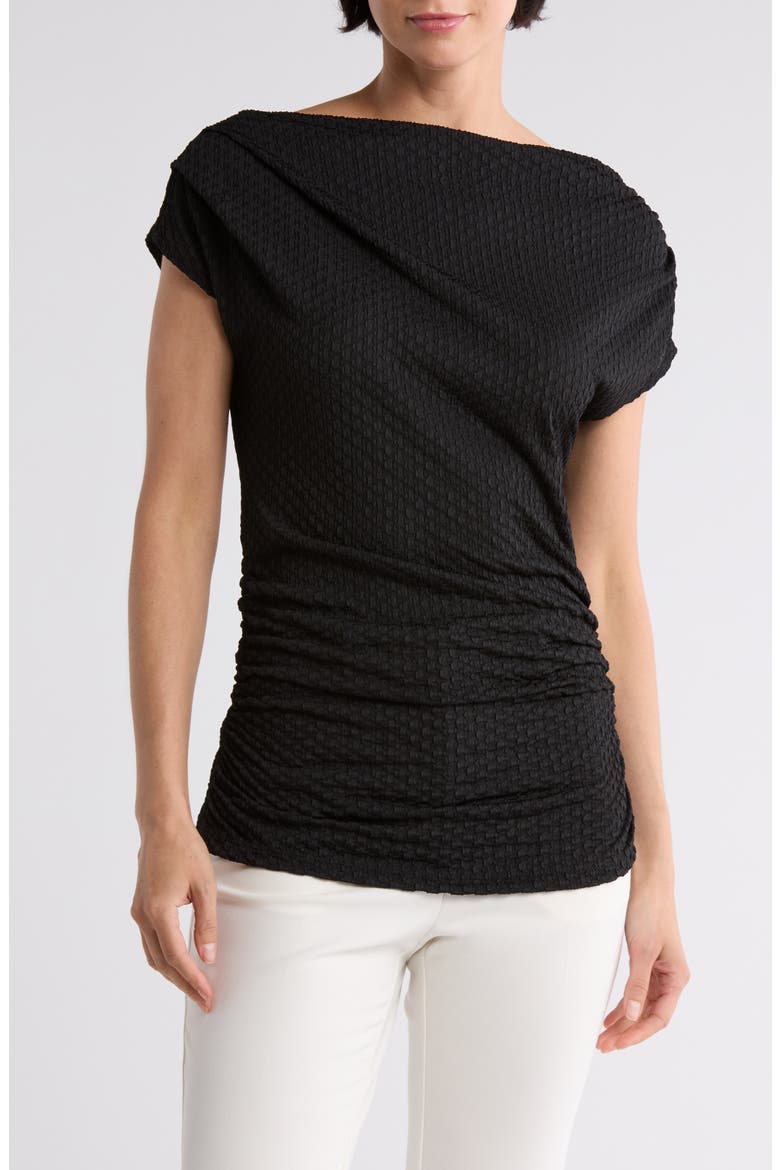 Asymmetrical Ruched Top, Main, color, BLACK
