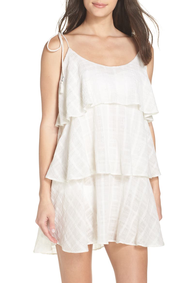Mariah Ruffled Cover-Up Dress, Main, color, WHITE-SILVER