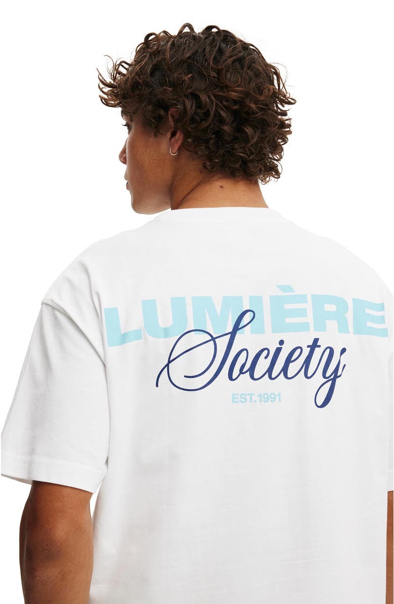 Cotton On Men's Box Fit Text T-Shirt, Alternate, color, White Lumiere Society