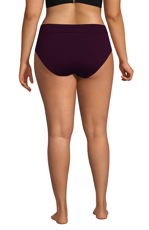 Lands' End Plus Size Pinchless High Waisted Bikini Bottoms In Dark Wine