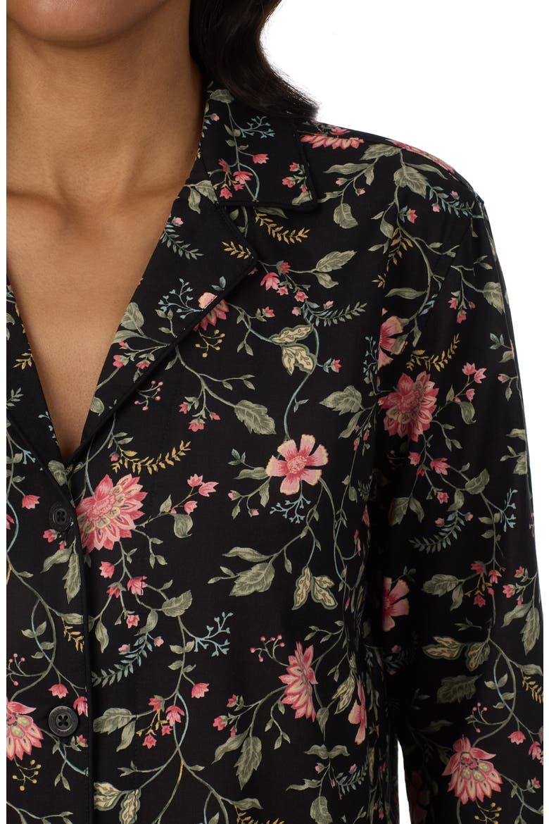 Floral Cotton & Viscose Pajamas, Alternate, color, BLACK GRID FLOWER