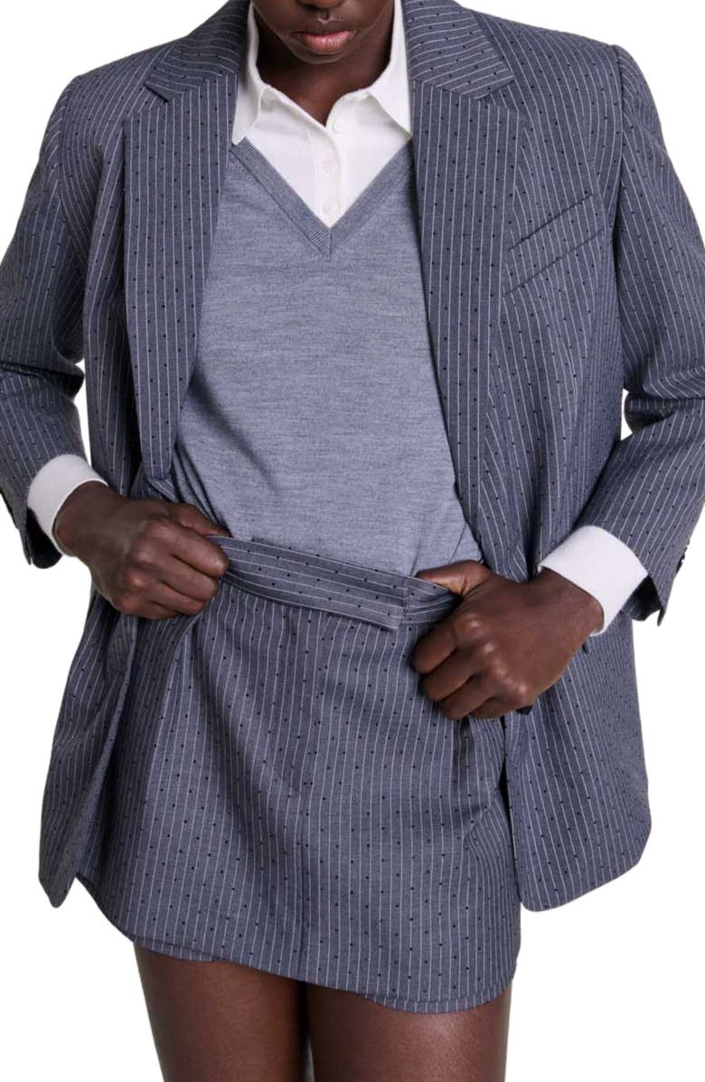 maje Rhinestone suit jacket, Alternate, color, 