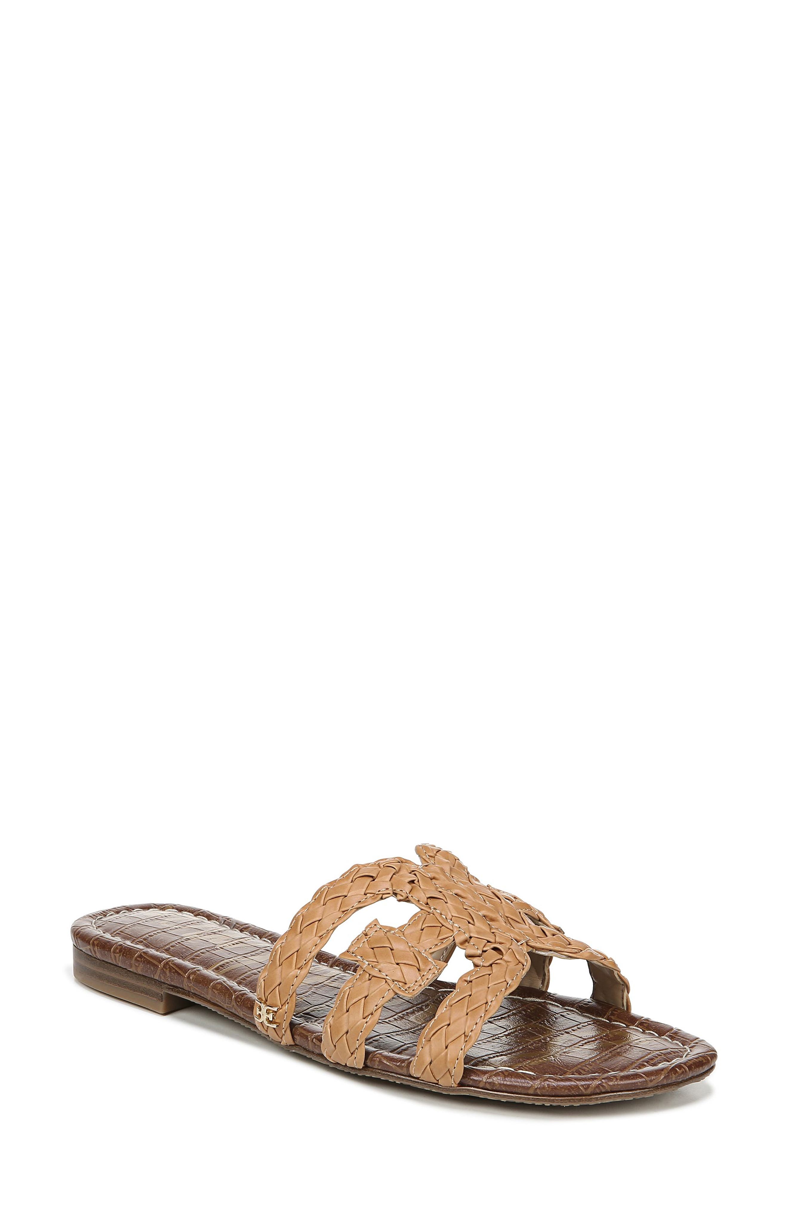 Beckie Slide Sandal, Main, color, NATURAL BUFF WOVEN LEATHER