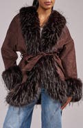 AZALEA WANG Maelle Faux Fur Trim Faux Leather Jacket