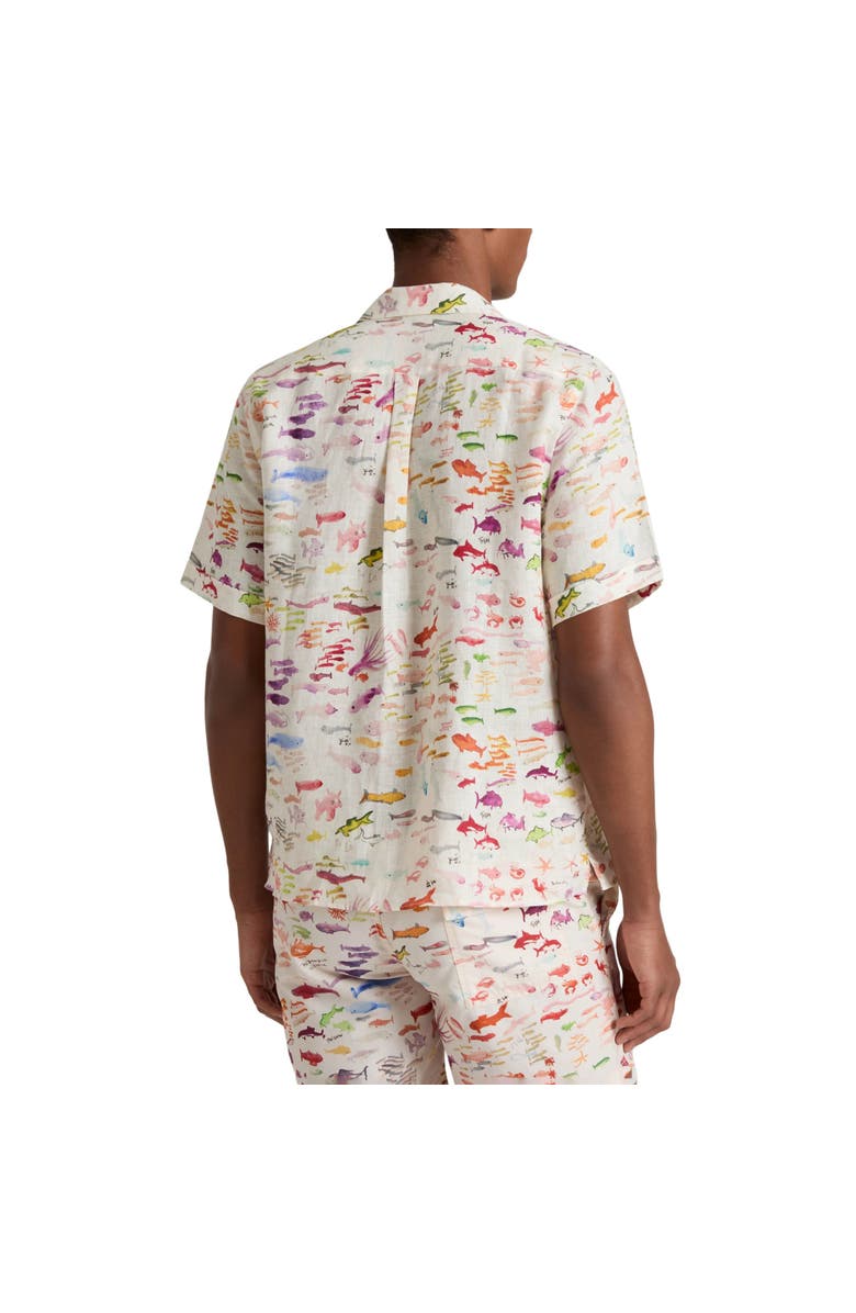 Vilebrequin Men Linen Bowling Shirt Pescador - VBQ x Fabrice Hyber, Alternate, color, Paper