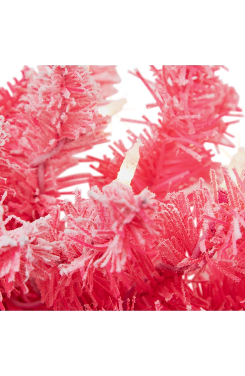 Northlight Pre-lit Flocked Artificial Christmas Garland - 9' x 12" - Pink - Clear Lights, Alternate, color, Pink