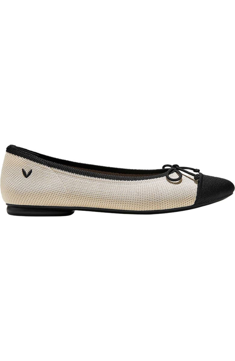 VIVAIA Almond-Toe Bow Flats, Alternate, color, Cream Ivory Black
