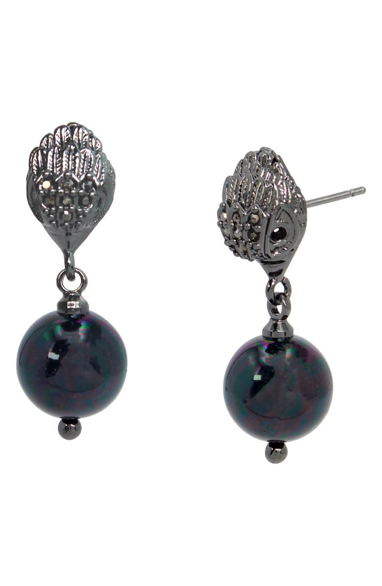 Kurt Geiger London Eagle Drop Earrings, Main, color, Black Pearl
